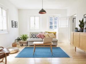 Modern living room remodeled with white