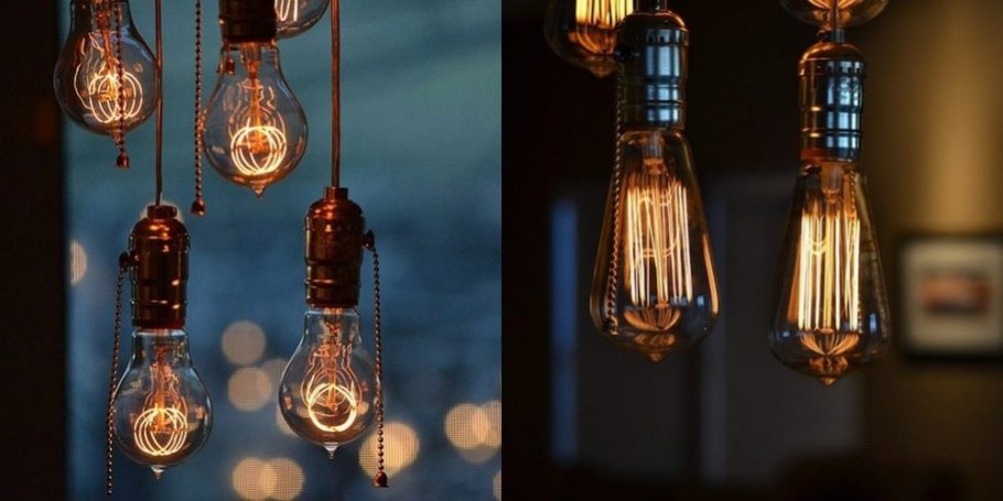 Decorative light bulbs on beautiful background