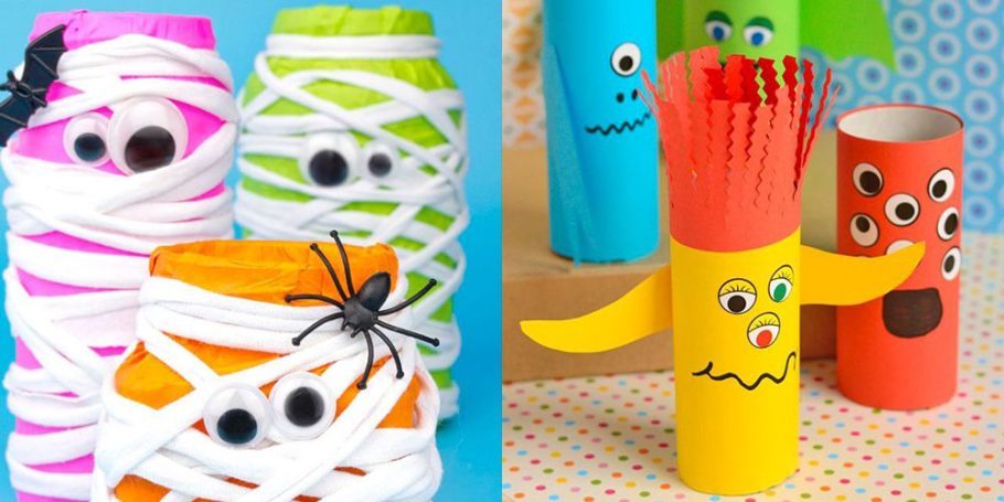Halloween crafts for preschoolers made by upcycled materials